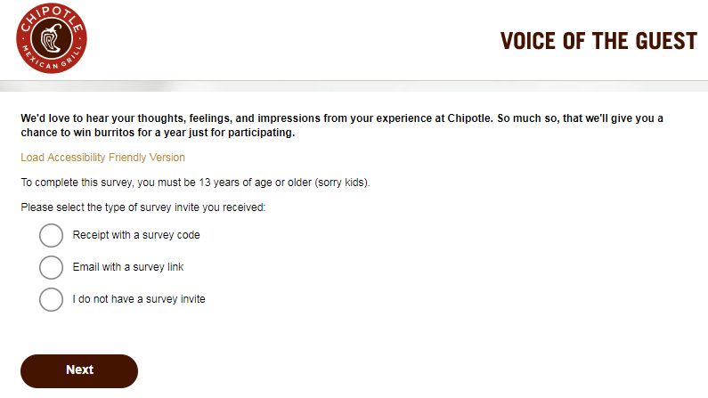 Chipotle Feedback Survey